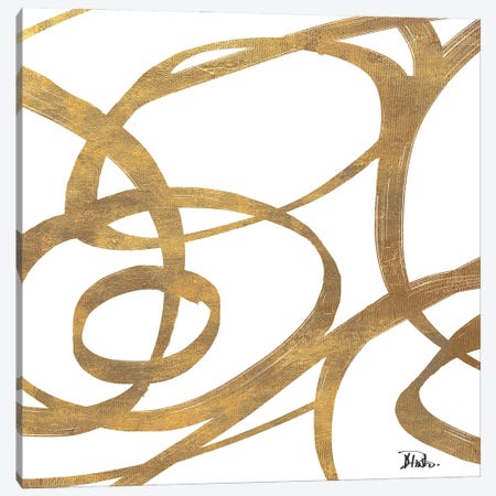 Golden Swirls Square I Canvas Print #PPI816} by Patricia Pinto Canvas Wall Art
