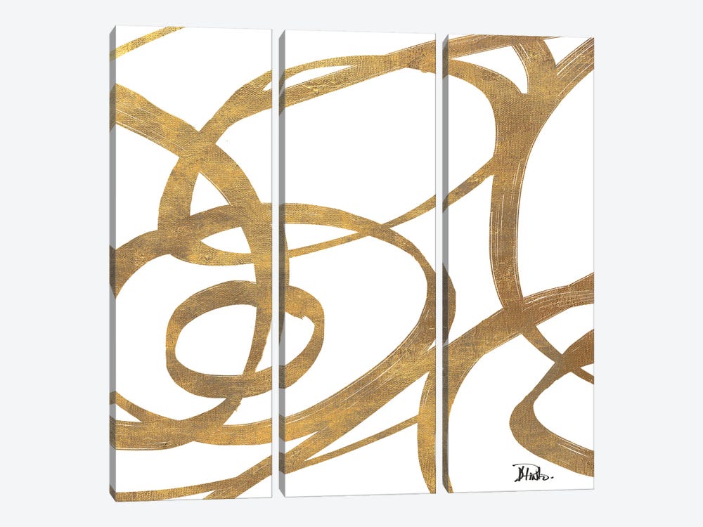 Golden Swirls Square I by Patricia Pinto 3-piece Art Print