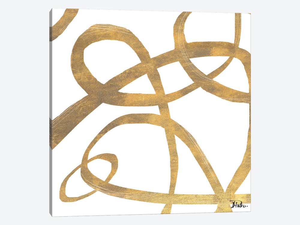 Golden Swirls Square II 1-piece Canvas Artwork
