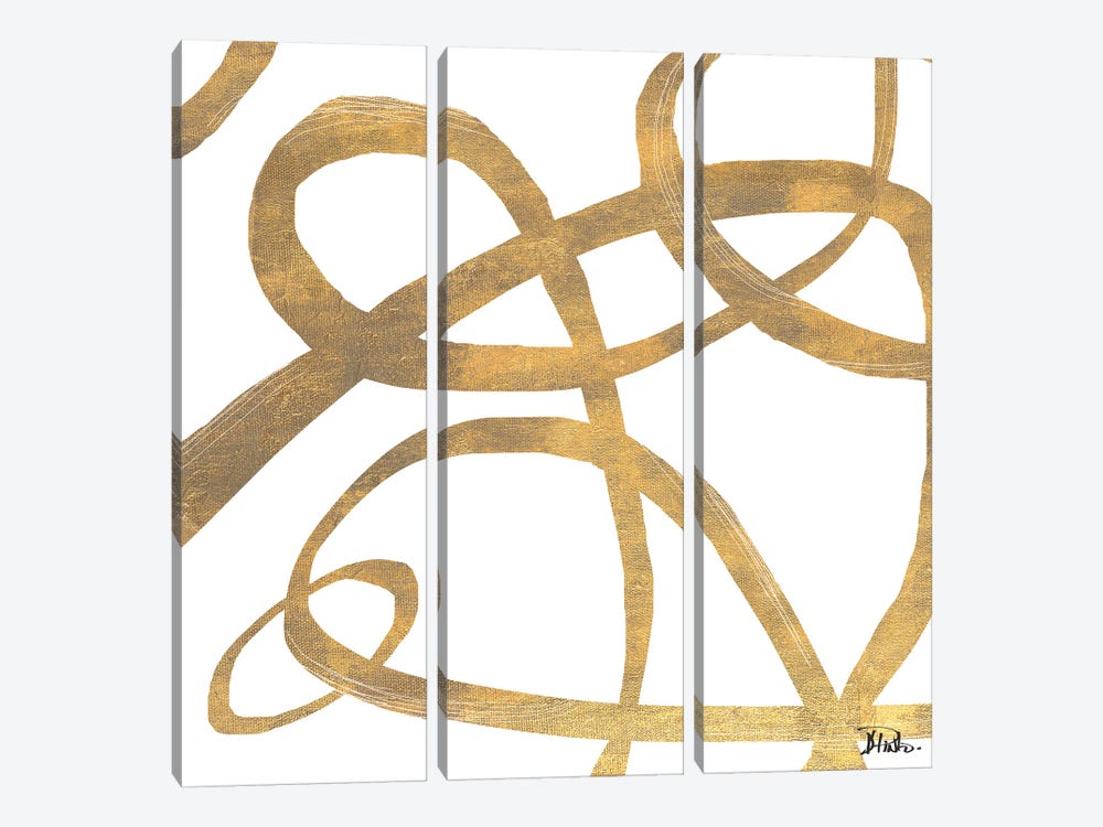 Golden Swirls Square II by Patricia Pinto 3-piece Canvas Artwork