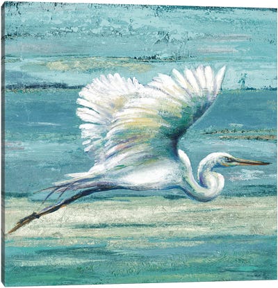 Great Egret I Canvas Art Print - Coastal Living Room Art