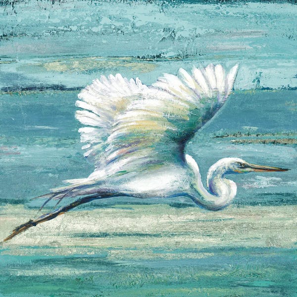 Beachy Living Room: Great Egret I by Patricia Pinto