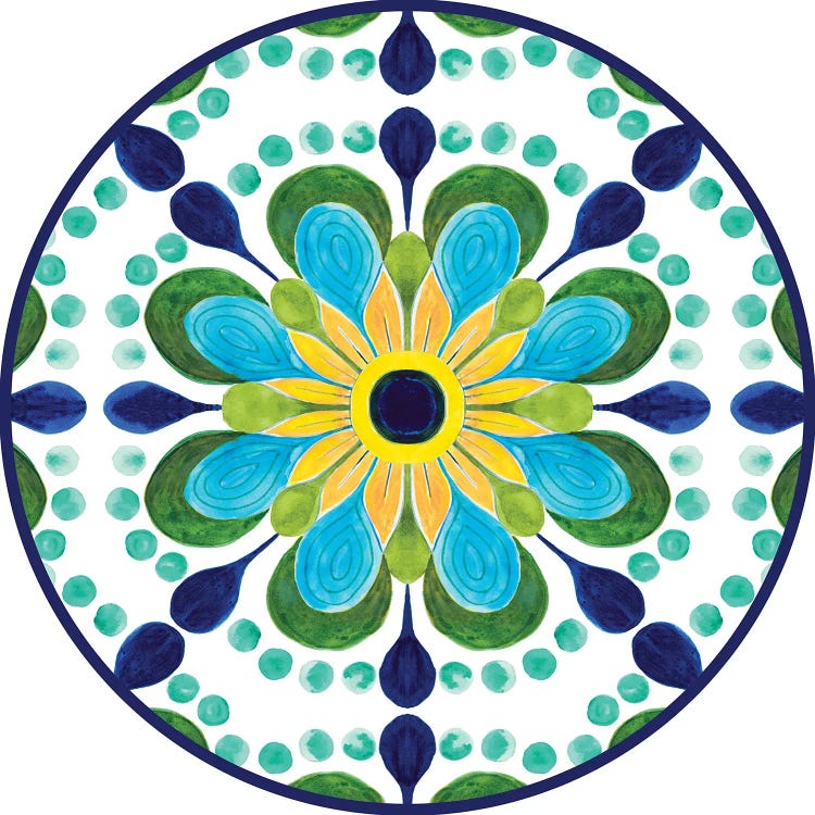 Italian Flower Tile Round