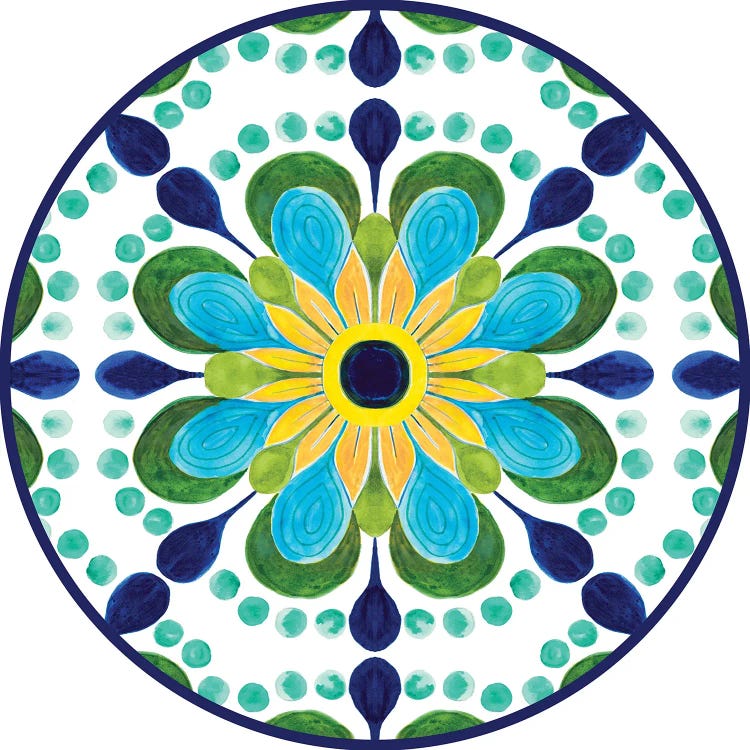 Italian Flower Tile Round