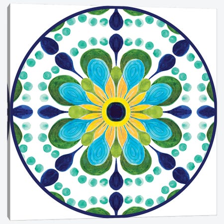 Italian Flower Tile Round Canvas Print #PPI836} by Patricia Pinto Canvas Wall Art