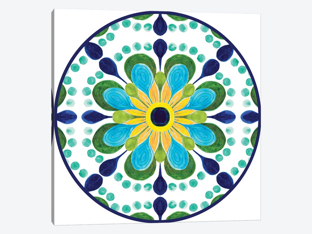 Italian Flower Tile Round by Patricia Pinto 1-piece Canvas Print
