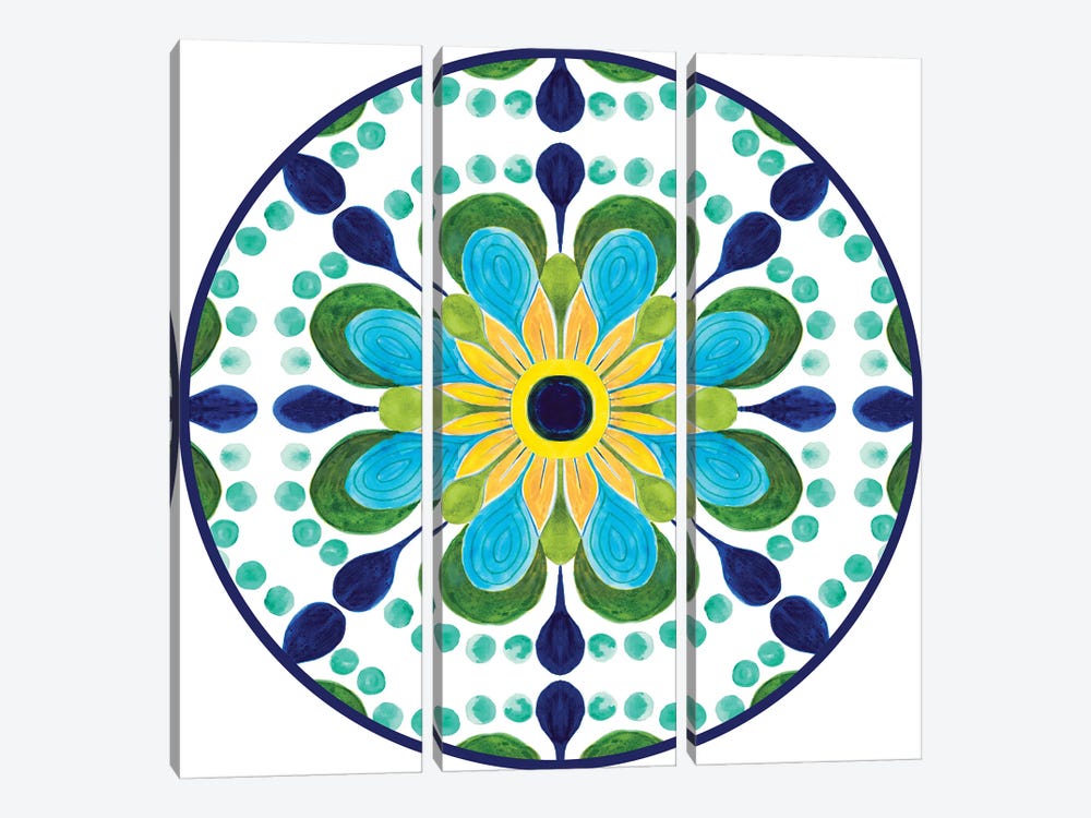 Italian Flower Tile Round by Patricia Pinto 3-piece Canvas Print