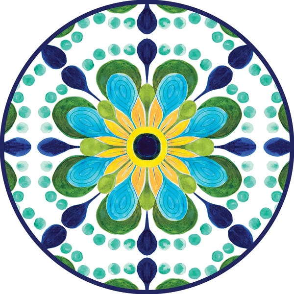 Mediterranean Décor: Italian Flower Tile Round by Patricia Pinto