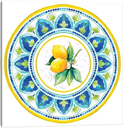Italian Lemon Tile Canvas Art Print - Lemon & Lime Art