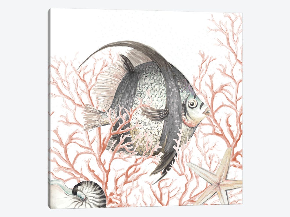 Ocean Fish On Coral by Patricia Pinto 1-piece Canvas Art