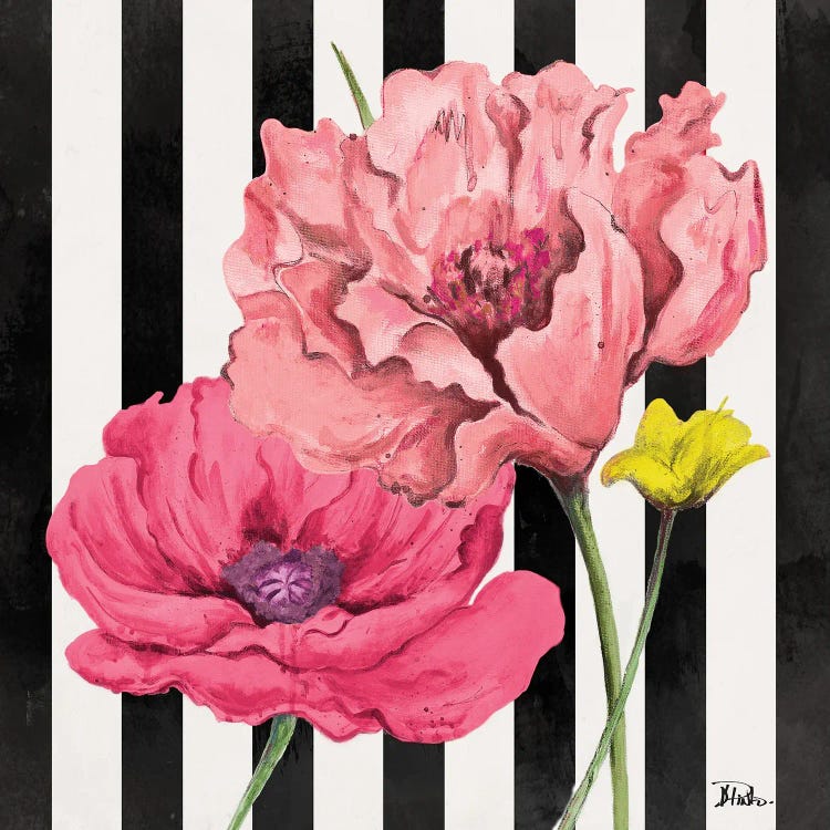 Poppies On Stripes I