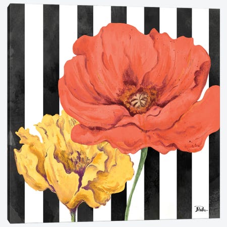 Poppies on Stripes II Canvas Print #PPI878} by Patricia Pinto Art Print