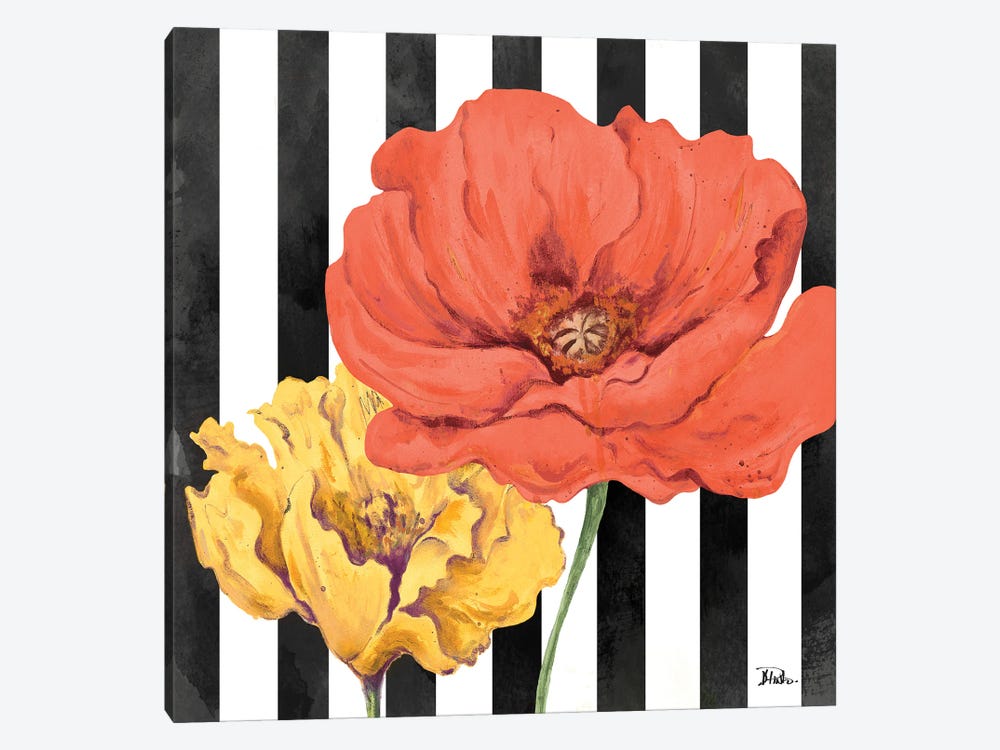 Poppies on Stripes II by Patricia Pinto 1-piece Art Print
