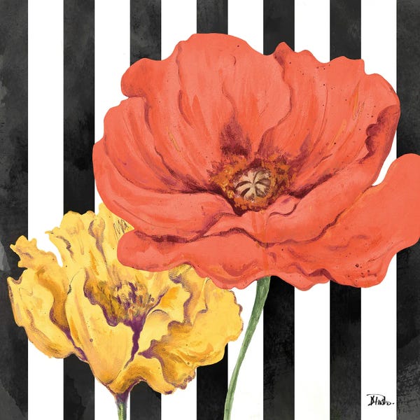 Stripes: Poppies on Stripes II by Patricia Pinto