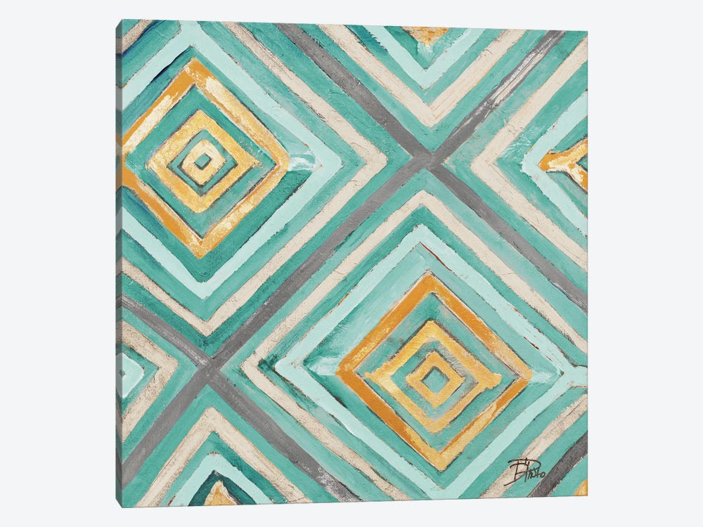 Coastal Ikat with Gold I by Patricia Pinto 1-piece Canvas Artwork