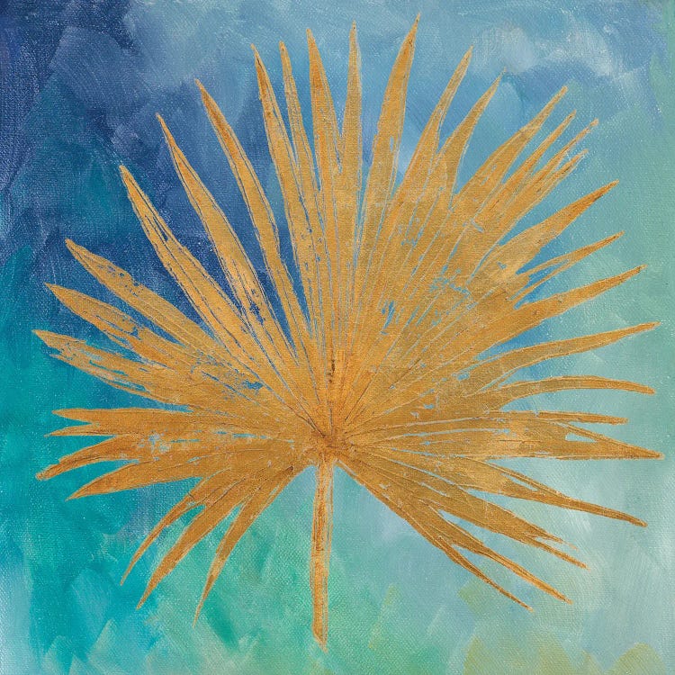 Teal Gold Leaf Palm I