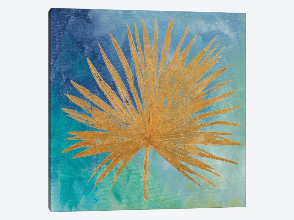 Teal Gold Leaf Palm I by Patricia Pinto 1-piece Canvas Wall Art