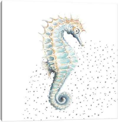Turquoise Seahorse Canvas Art Print - Seahorse Art