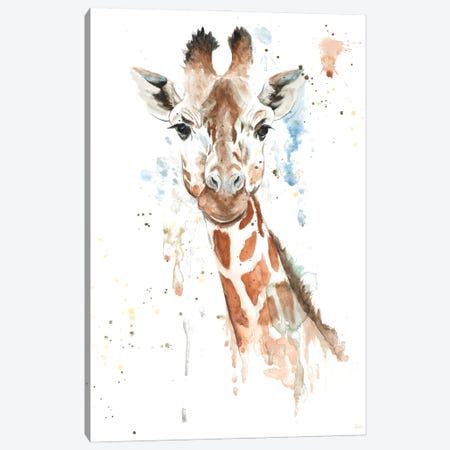 Water Giraffe Canvas Print #PPI925} by Patricia Pinto Canvas Wall Art