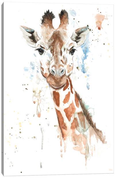 Water Giraffe Canvas Art Print - Giraffe Art