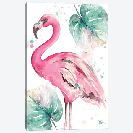 Watercolor Leaf Flamingo I Canvas Print #PPI927} by Patricia Pinto Canvas Art