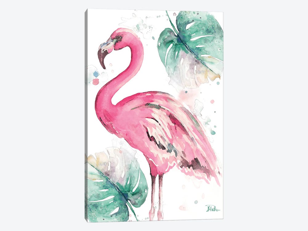 Watercolor Leaf Flamingo I by Patricia Pinto 1-piece Canvas Wall Art