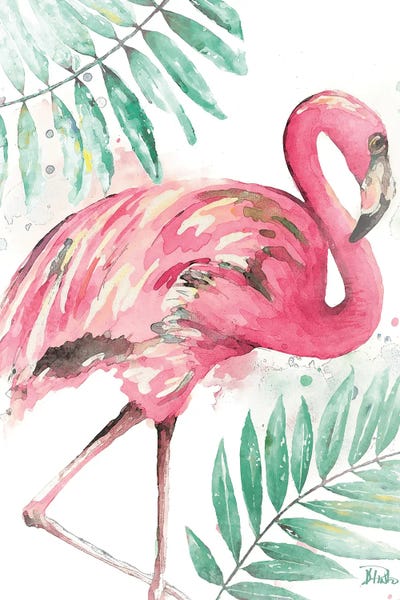 Watercolor Leaf Flamingo II by Patricia Pinto framed wall art