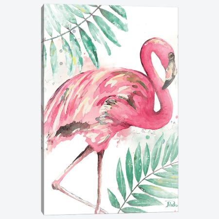 Watercolor Leaf Flamingo II Canvas Print #PPI928} by Patricia Pinto Canvas Art Print