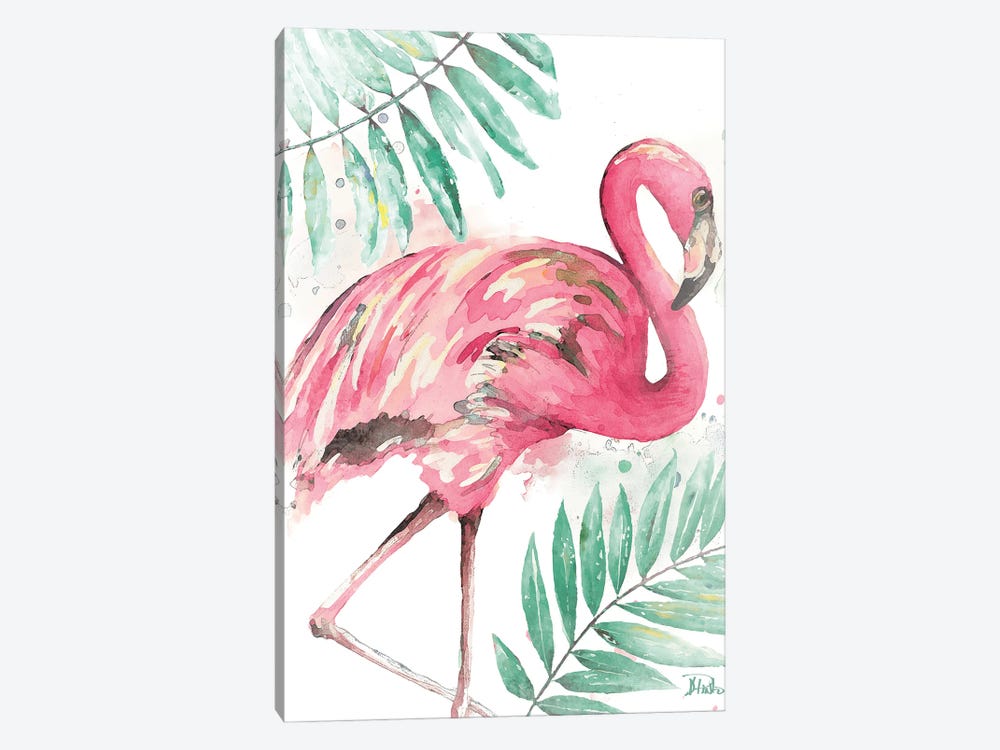 Watercolor Leaf Flamingo II by Patricia Pinto 1-piece Canvas Print