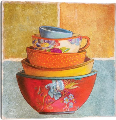 Collage Bowls I Canvas Art Print - Pottery Still Life