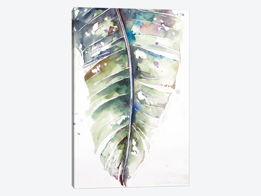 Watercolor Plantain Leaves with Purple I by Patricia Pinto 1-piece Canvas Art