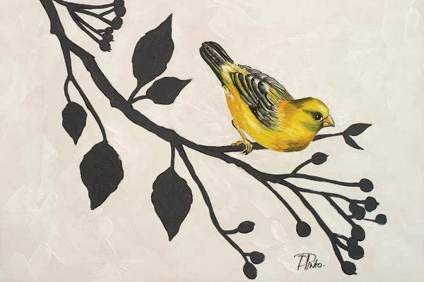 Patricia Pinto: Yellow Bird On Branch I by Patricia Pinto