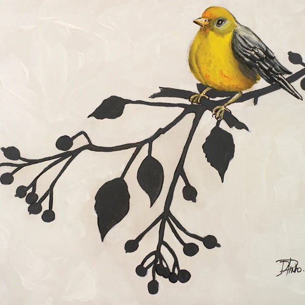 Patricia Pinto: Yellow Bird On Branch II by Patricia Pinto