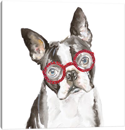 French Bulldog With Glasses Canvas Art Print - Pet Dad