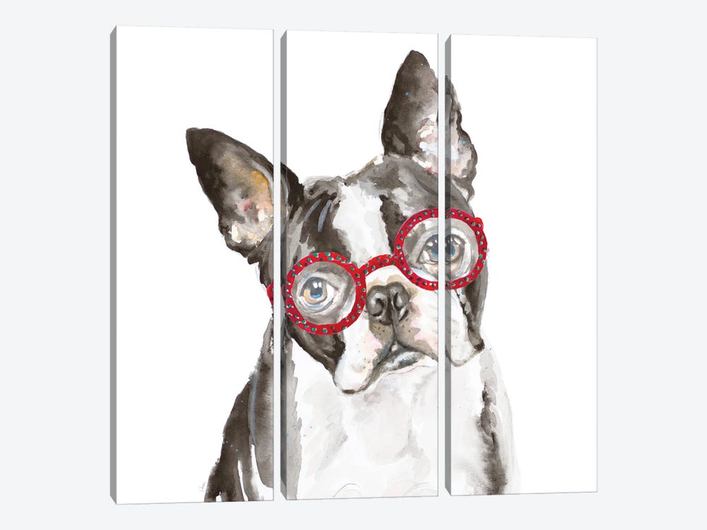 French Bulldog With Glasses by Patricia Pinto 3-piece Art Print