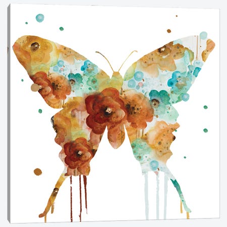Mis Flores Butterfly I Canvas Print #PPI974} by Patricia Pinto Canvas Print