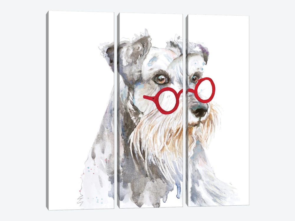 Schnauzer With Glasses by Patricia Pinto 3-piece Canvas Wall Art