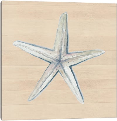 Starfish On Wood Background Canvas Art Print - Starfish Art