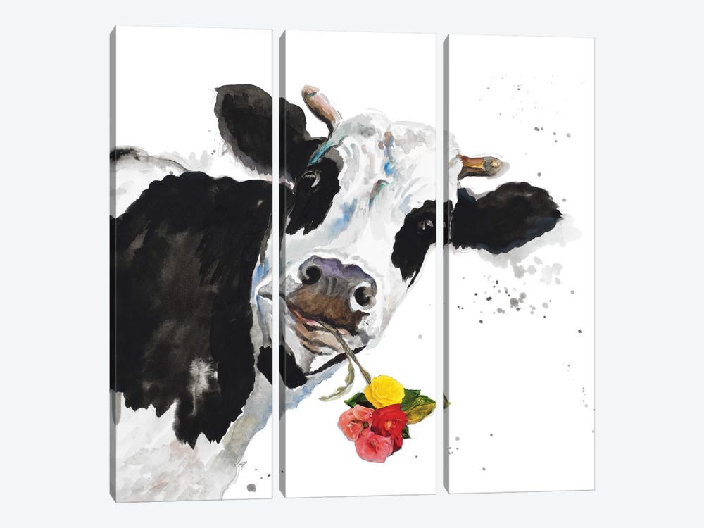 Crazy Cow by Patricia Pinto 3-piece Canvas Art