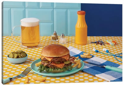 Table For One - Burger Canvas Art Print - Pepino de Mar