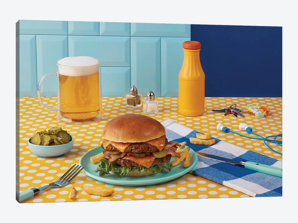 Table For One - Burger by Pepino de Mar 1-piece Canvas Wall Art