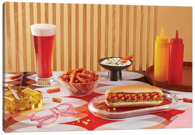 Table For One - Hot Dog Canvas Art Print - Pepino de Mar