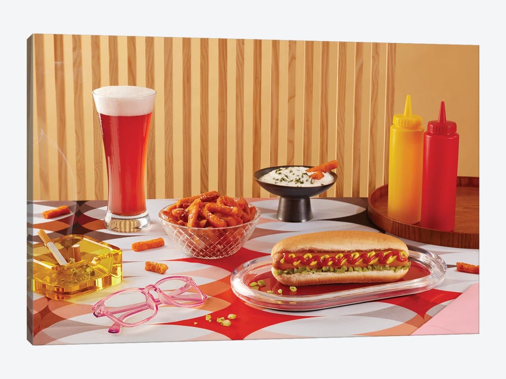 Table For One - Hot Dog by Pepino de Mar 1-piece Canvas Print