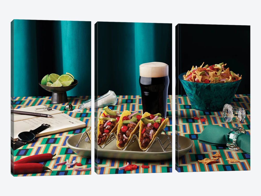 Table For One - Tacos by Pepino de Mar 3-piece Canvas Wall Art