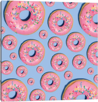 Pink Donut Pattern Canvas Art Print - Donut Art