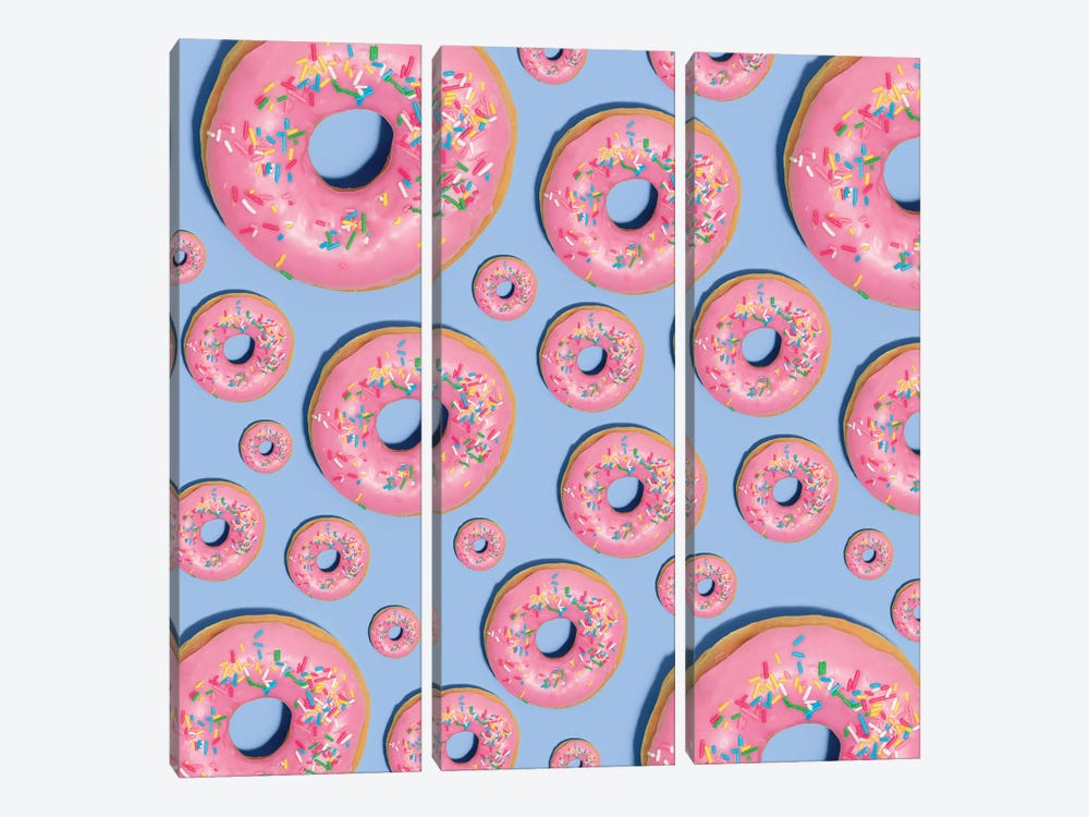 Pink Donut Pattern by Pepino de Mar 3-piece Canvas Art