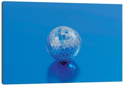 Disco Ball On Metallic Surface Canvas Art Print - Disco Balls