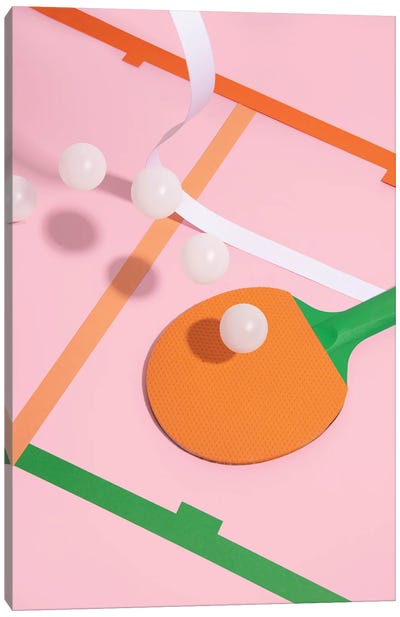 Pink Pong Game Canvas Art Print - Dopamine Decor