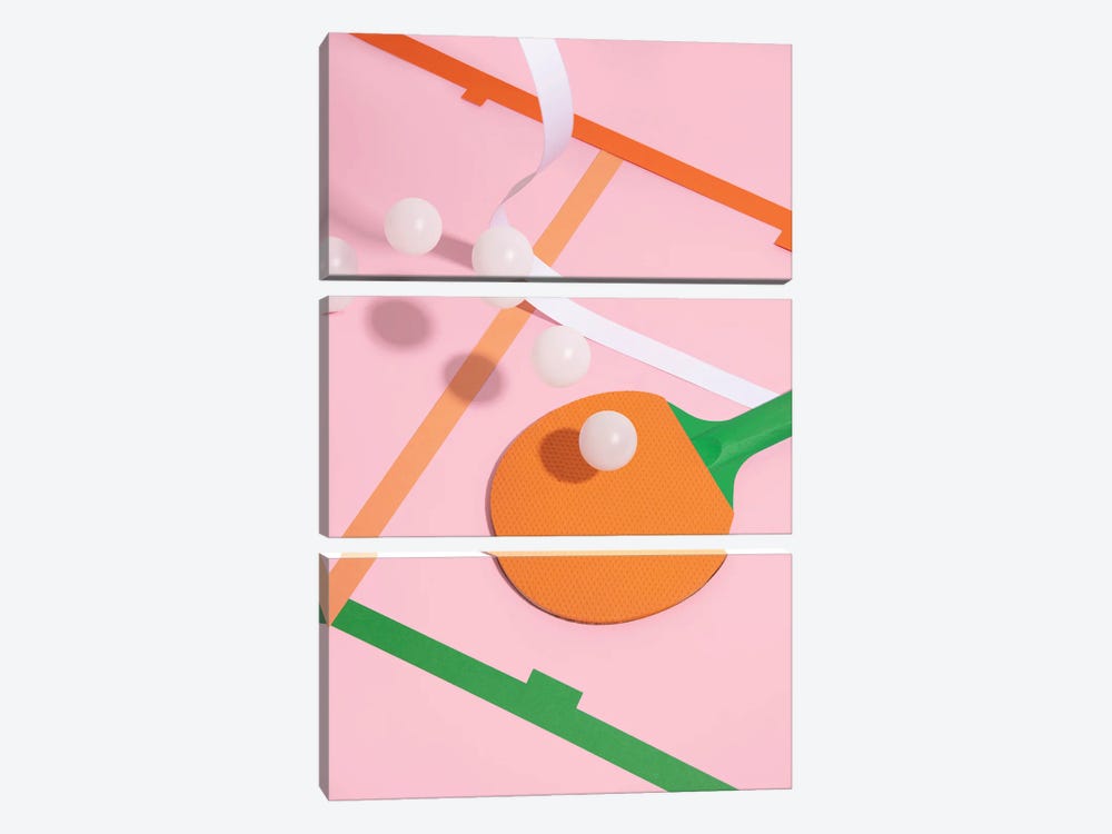 Pink Pong Game by Pepino de Mar 3-piece Canvas Print