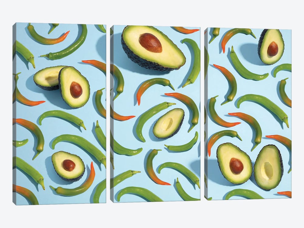 Chili And Avocado by Pepino de Mar 3-piece Canvas Wall Art